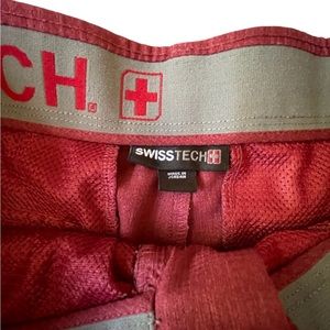 SwissTech Flat Front Mens Hiking Active Casual Shorts, Soft Red, 32